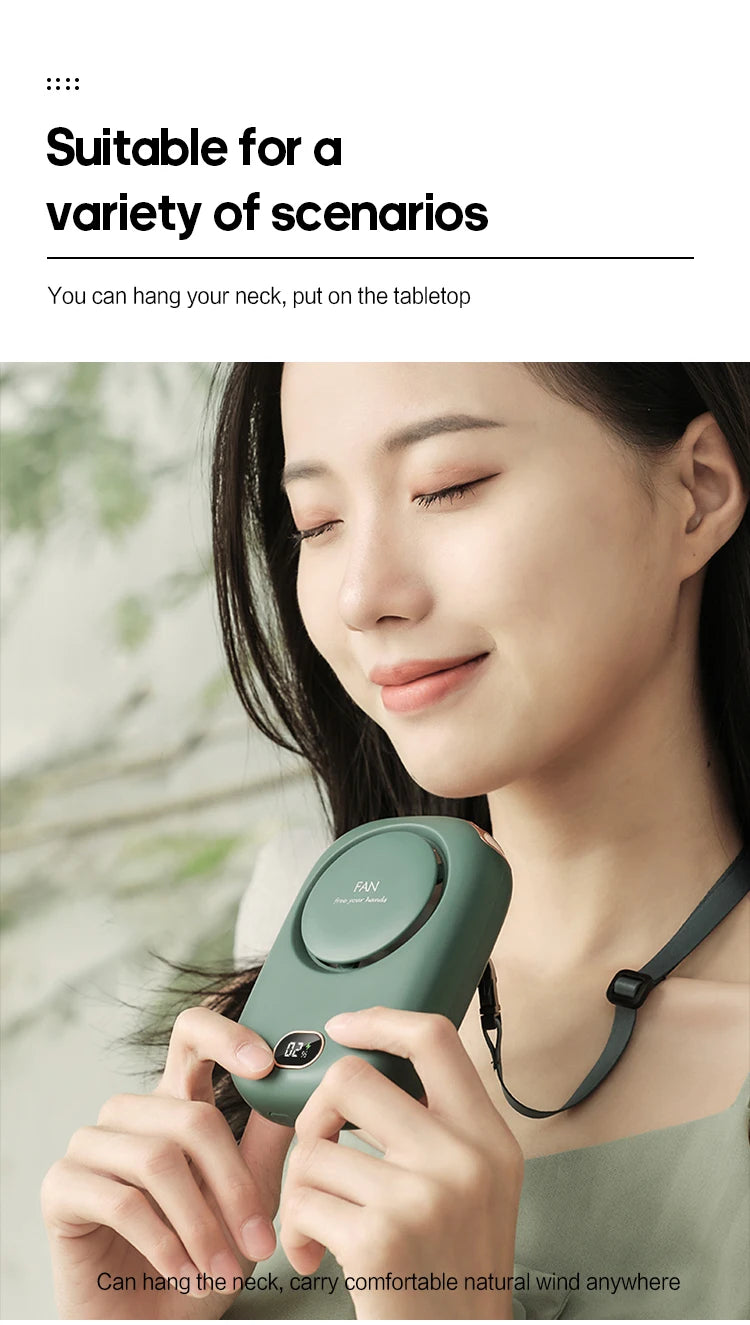 Portable Hanging Neck Fan Mini Cooling Waist Fans Bladeless USB Rechargeable Sports Cooler Fan 1800mAh For Outdoor Sports Travel