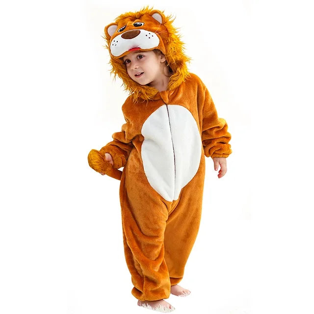 MICHLEY Halloween Lion Baby Rompers Clothes Hooded Flannel Cosplay Toddler Infant Pajamas Bodysuit Jumpsuit Costume For Kids Boy