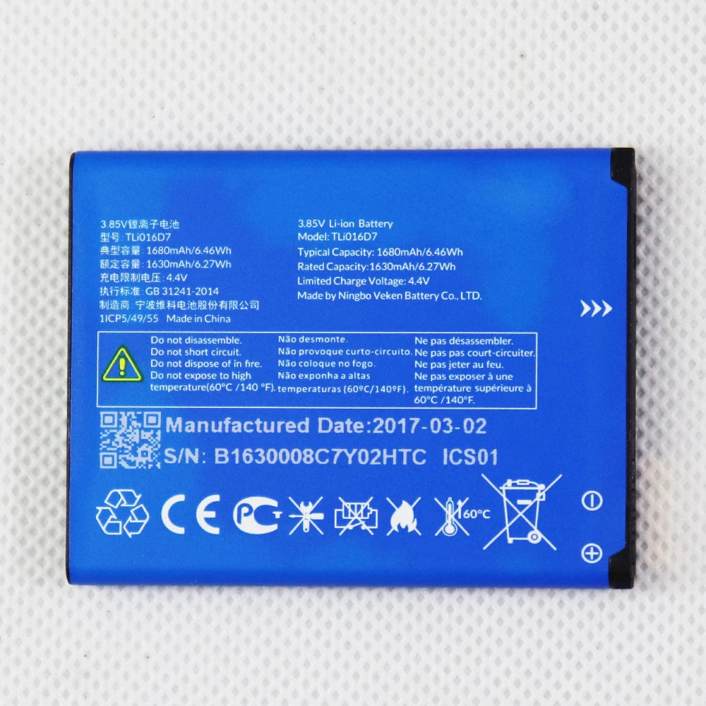 Phone Battery For Alcatel TLi013CA 1380mAh/TLi016D1 1680mAh/TLi017C7 1850mAh/TLi017D1 1850mAh/TLi019D7 2000mAh/TLi021E1 2200mAh