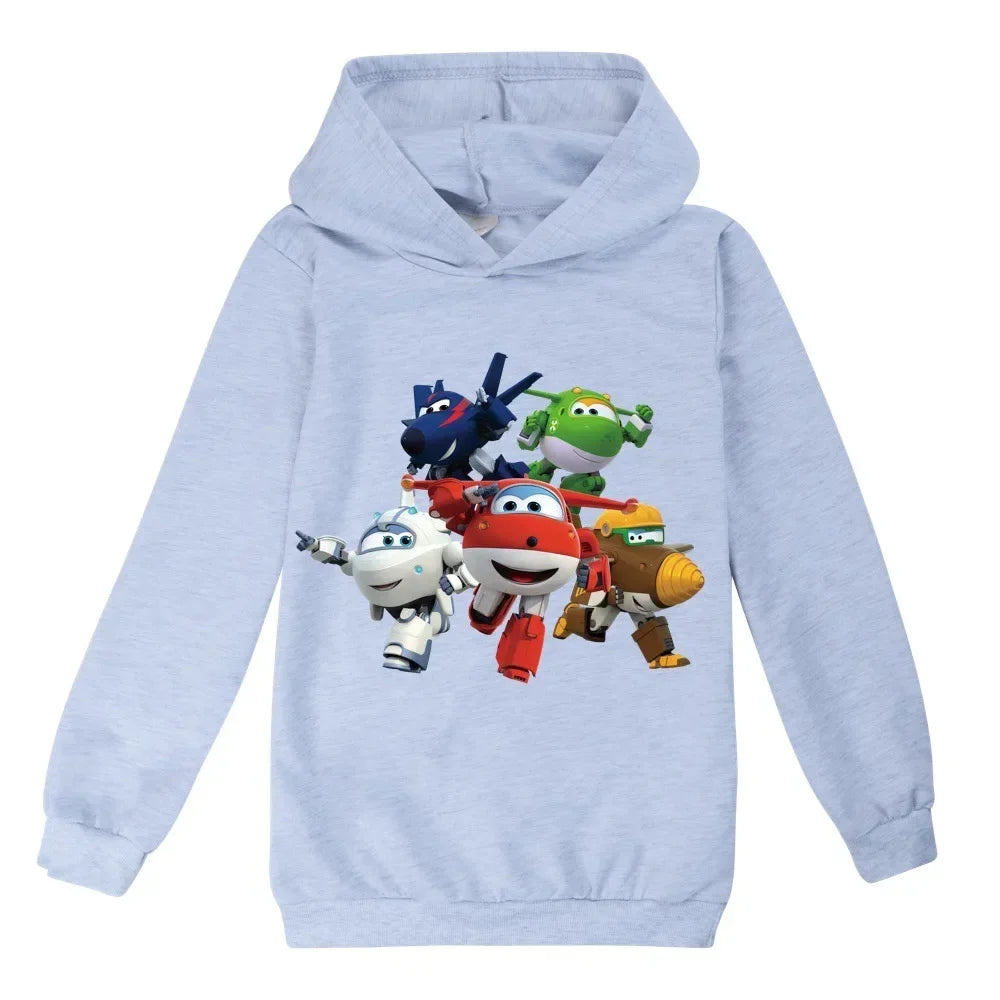 2-16Years Autumn Costumes Super Wings Hoodie Kids Clothes Boys Sweatshirts Cartoon Tops Toddler Girls Outfits Baby Boy Coats