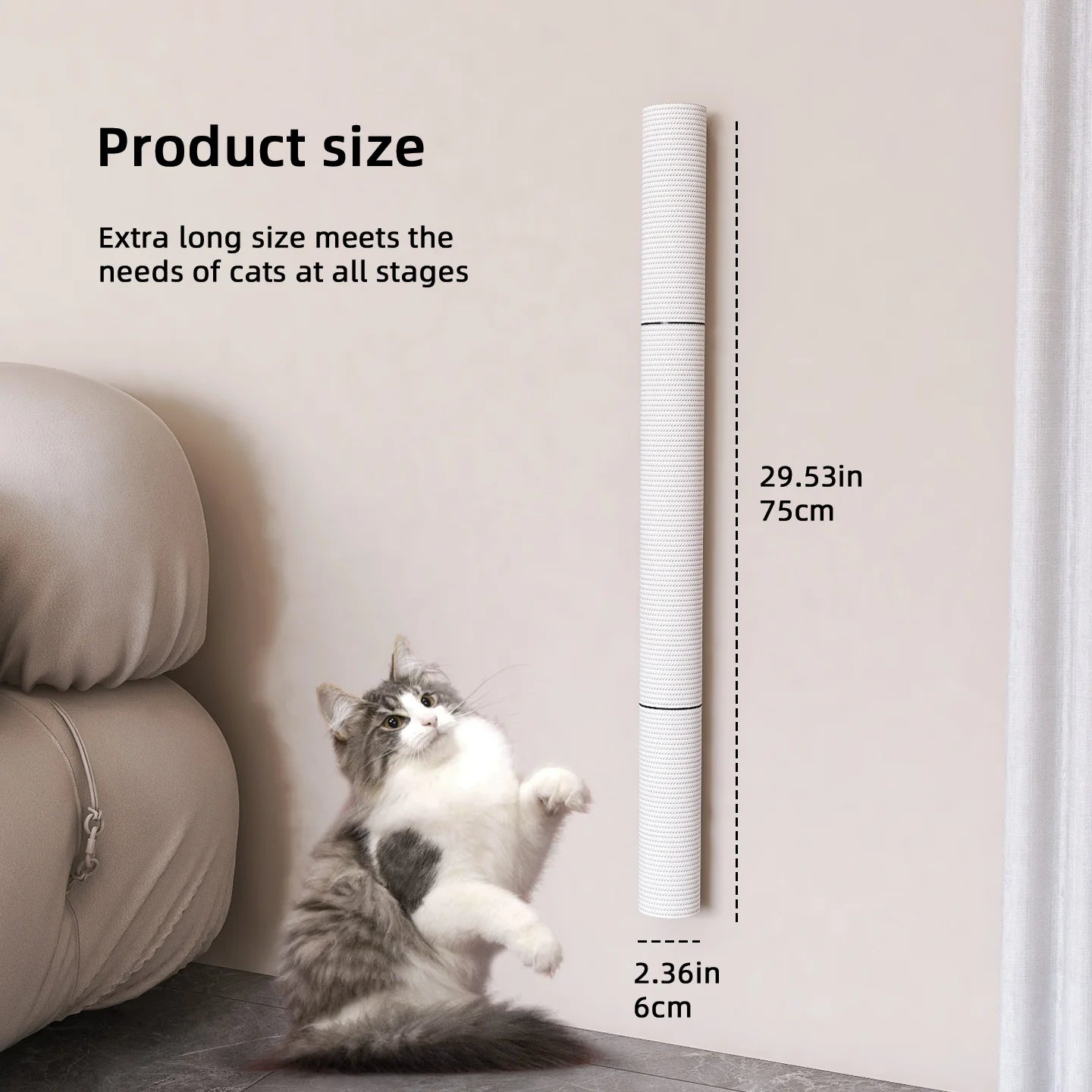 Wall-Mounted Cat Scratching Post with Sisal Rope & Climbing Ladder – Interactive Play Toy for Indoor Cats of All Sizes