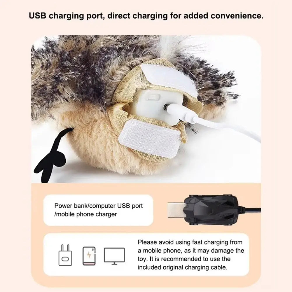 Flappy Bird Interactive Cat Toy Remote Control USB Rechargeable Pet Cat Plush Toy Flapping Bird Toy Stimulate Hunting Instincts
