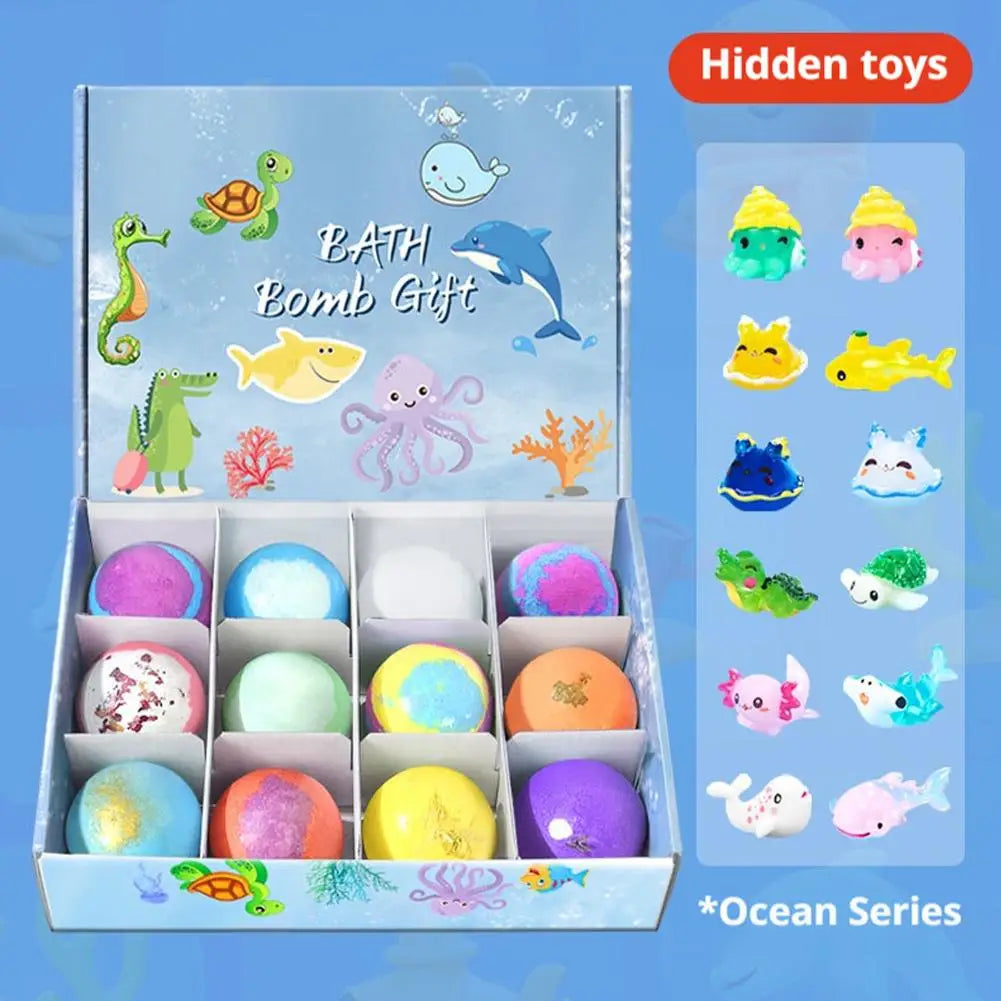 Bubble Bath Bombs For Kids 12 Pack Ocean Themed With Hidden Floating Toys Safe Essential Oil Moisturizing Bath Fizzies
