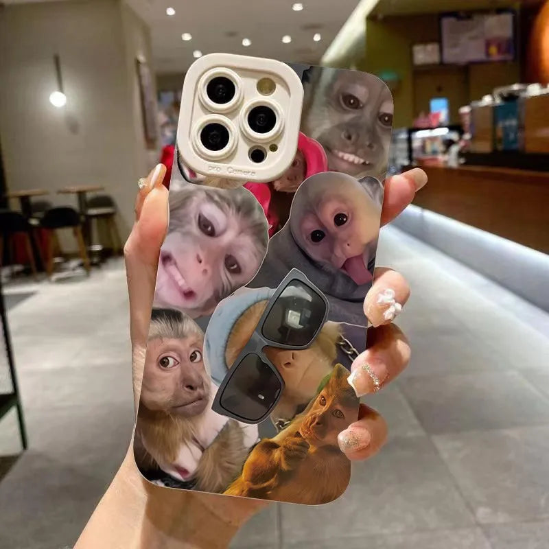 New Creative Monkey Pattern Phone Case For iPhone 16 15 14 13 12 11 Mini Pro Max X XR XSMax 8 6 6S Plus Soft Silicone Back Cover