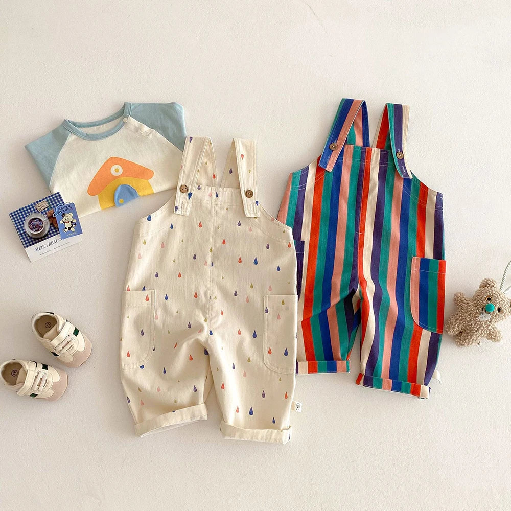 2025 New Season Colorful Striped Infant Kids' Suspender Pants Kids Overalls for Boys and Girls Bib Overalls 0 - 5 Years Old