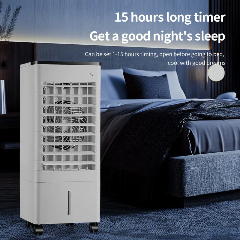 Portable Air Conditioner Fan Intelligent Cooling Fan with Remote Control Wide-angle Air Supply Ice Crystal for Home Use