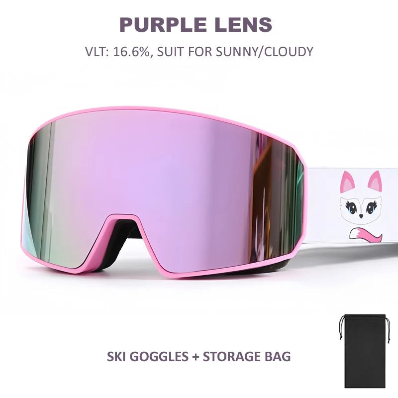NEW Double Lens Full Ski Goggles OTG Snowboard Eyewear Adults Snow Glasses REVO Coating Anti-Fog Snow Blindness Protection