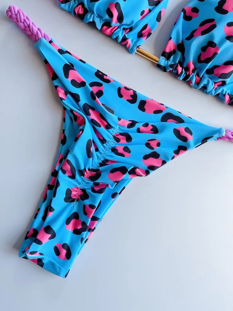 RUOTONGSEPT Sexy Swimsuit Women Braided rope Micro Bikinis 2026 New Swimsuit Leopard Print Brazilian Biquinis Beach Bathing Suit