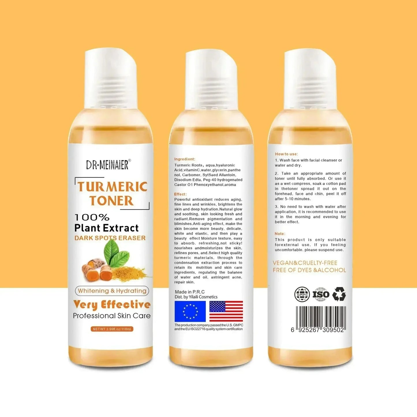2pcs Turmeric Toner Lightening Skin Dark Corrector Moisturizing Face Serum Vitamin C Ginger Essence Korean Cosmetics Beauty