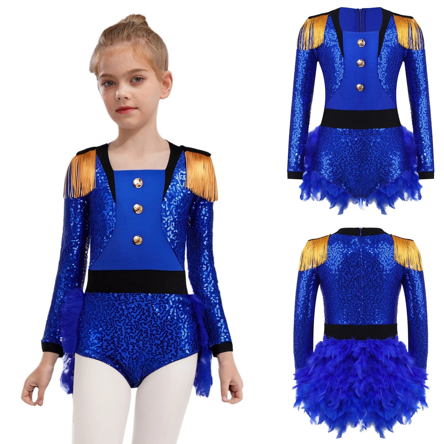 Halloween Costume Romper Circus Ringmaster Cosplay Carnival Party Shiny Sequins Leotard Dress Drum Majorette Magician Dress Up