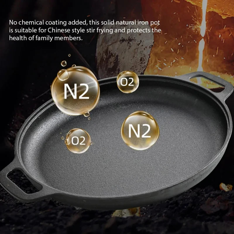 Healthy Cast Iron Cooking Skillet Non Stick Fry Pan Perfect For Steak Omelette Pizza Home Kitchen & Outdoor Camping Grilling