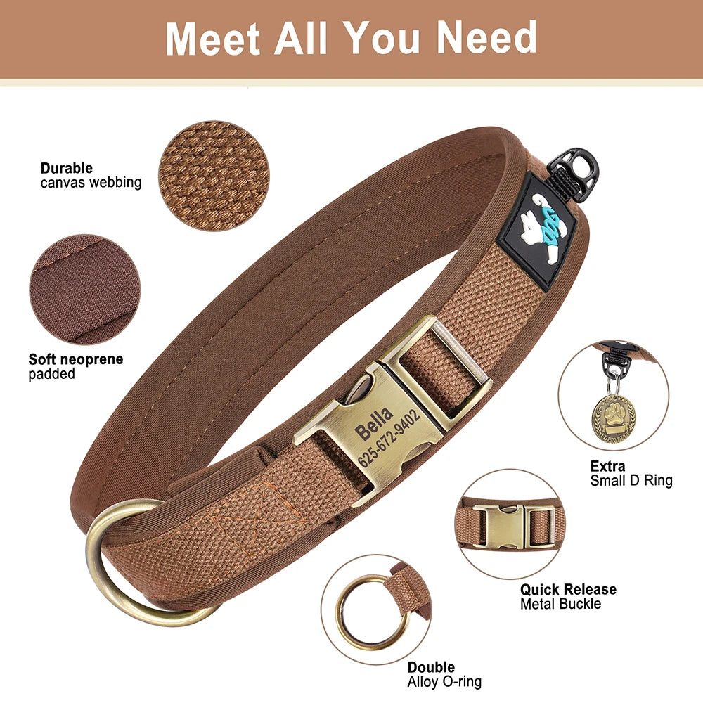 Personalized Nylon Dog Collar Adjustable Dog Collars Customized Pet ID Collar for Small Medium Large Dogs Free Engraving