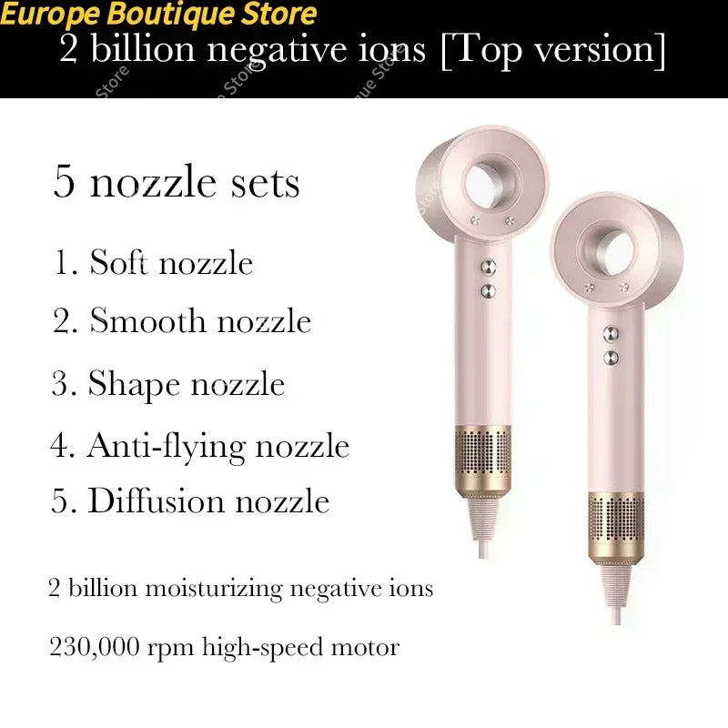 New Super Hair Dryer 220V Leafless Hair Dryer Personal Hair Care Styling Negative Ion Tool Schedule Negative Ion Electric Dryer