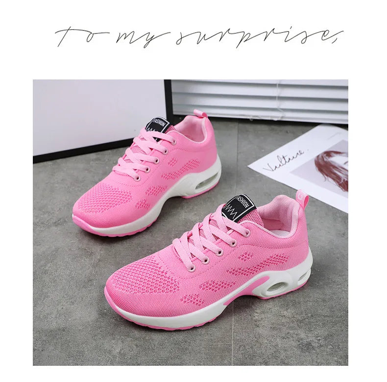 Women Mesh Breathable Casual Sneakers Lace-up Vulcanized Shoes Ladies Platform Sneakers Female Shoes Plus Size Zapatos De Mujer