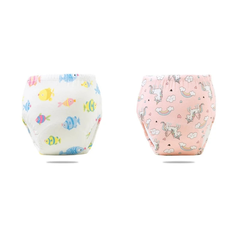 2/3/4/5/8Pc Baby Potty Toilet Training Pants Nappies Cartoon Boys Girls Underwear Cotton TPU WaterProof Panties Reusable Diapers