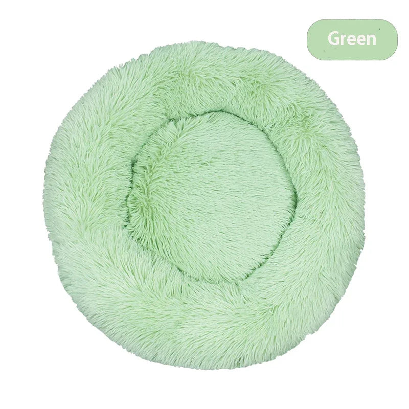 Round Dog Bed Long Plush Pet Kennel Washable Cat House Soft Cotton Mats Sofa For Small Large Dog Chihuahua Dog Basket Pet Bed