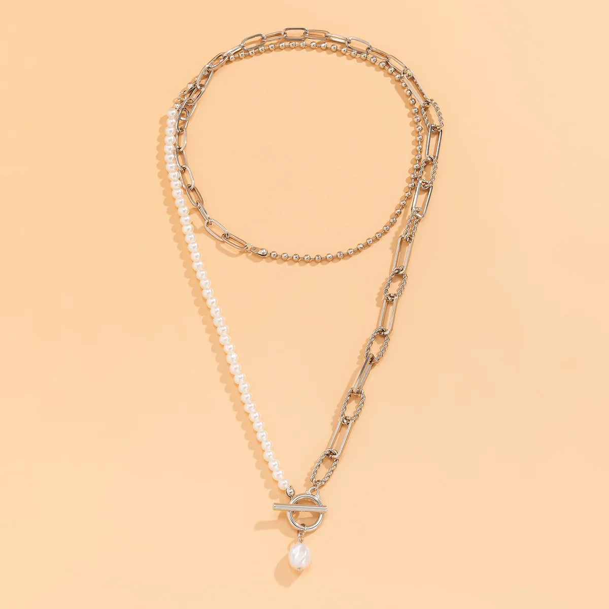 Multi-Layer White Imitation Pearl Necklace Bead Chain Punk Ladies Wedding Short Clavicle Necklac Girl Charm Banquet Jewelry