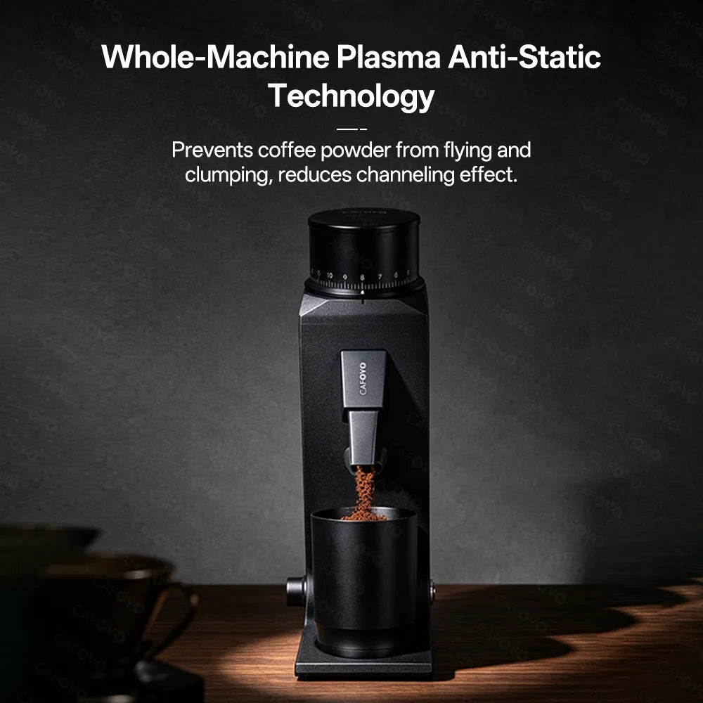 CAFOVO G255CV Single-Dose Coffee Grinder 55mm Conical 7-Core Burr Speed Range 100–400 RPM for Espresso and Pour-over Coffee Mill