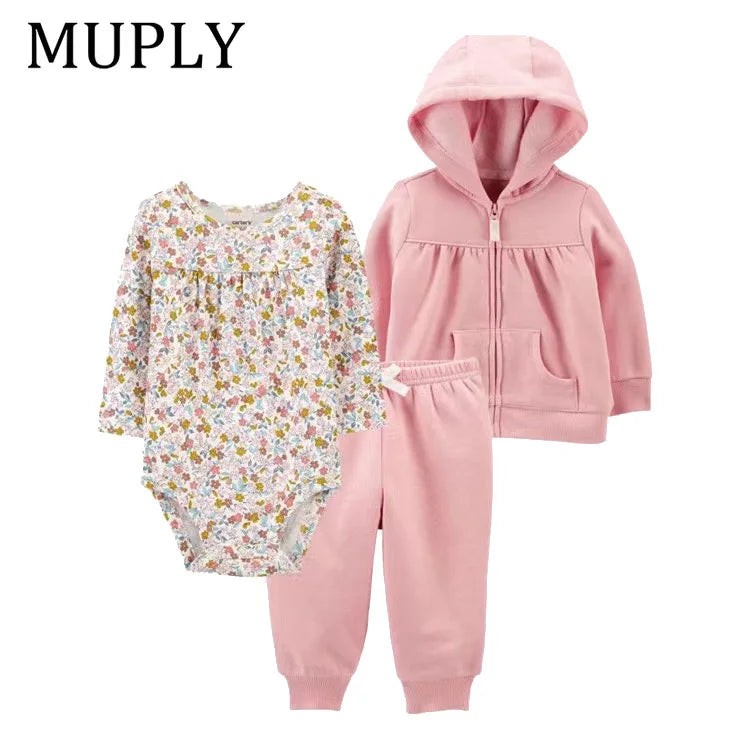 3-piece Suit Summer Baby Clothes Sets Baby Short Sleeve Shorts Cover Clothes Cute Girls Bebe Children Cotton 100% Clothing 6-24M