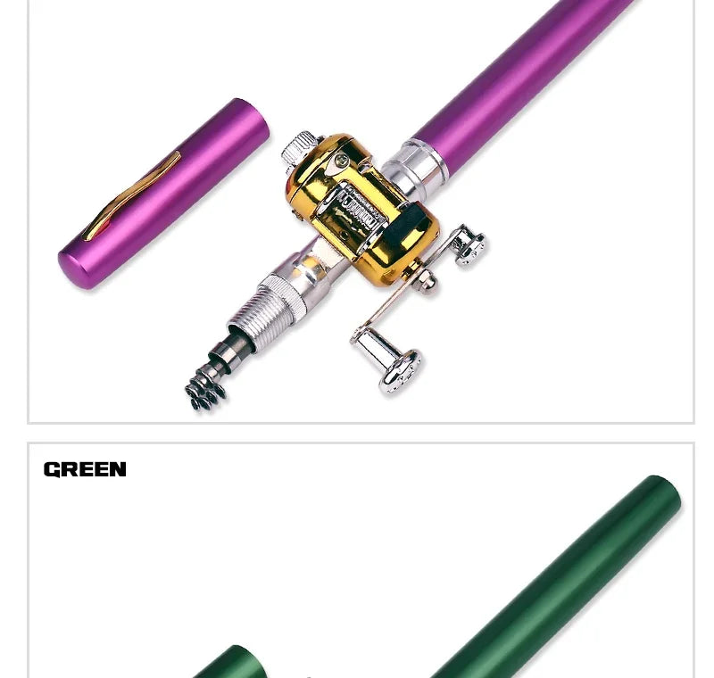 [Fish Rod+Reel+Line+Accessories] Pocket Fishing Rod Reel Full Kit Telescopic Mini Fishing Pole Pen Shape Folded Fishing Rod Kit