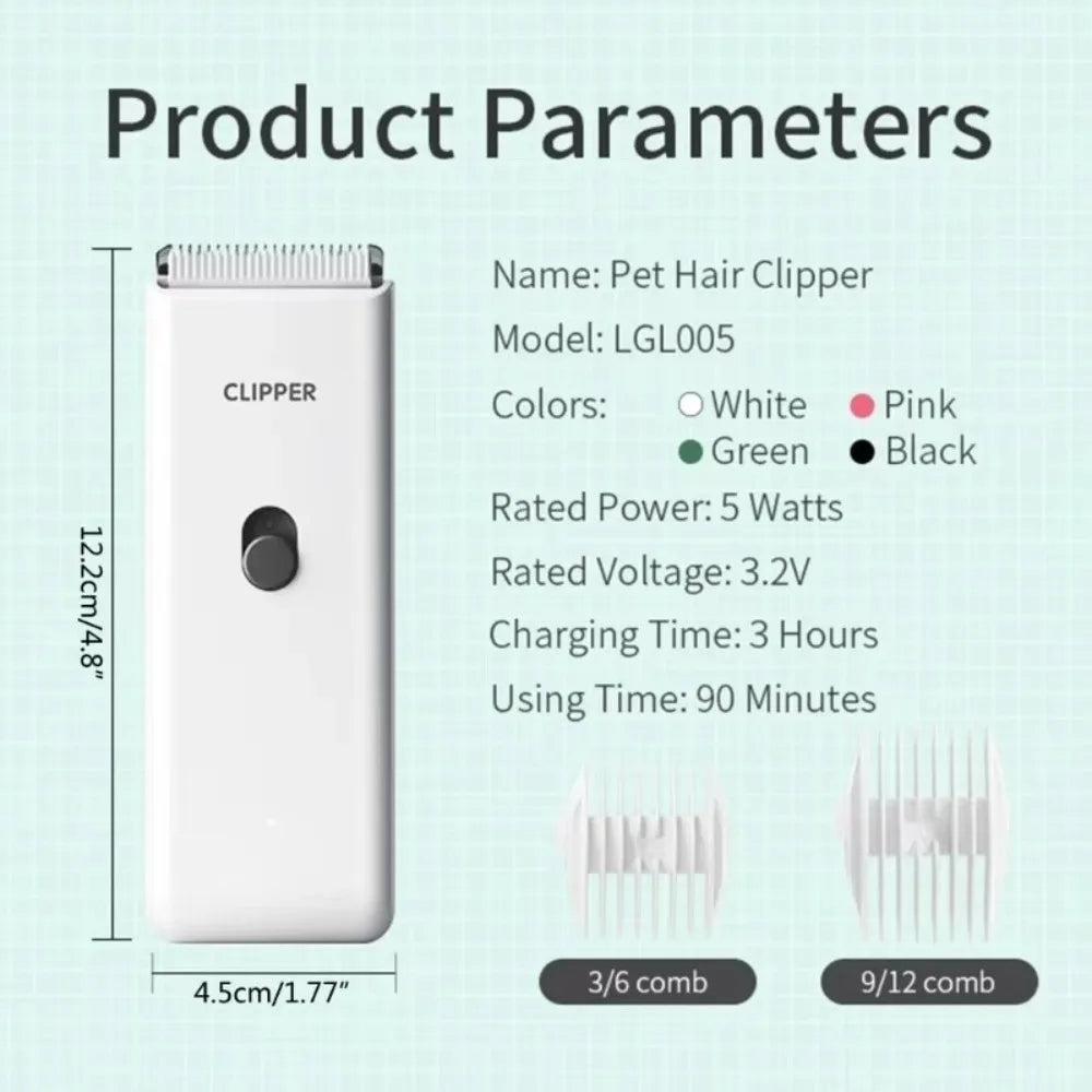 Professional Dog Hair Clipper Low Noise Waterproof Cat Grooming Clipper Mute Wireless Pet Hair Trimmer For Cats and Dogs