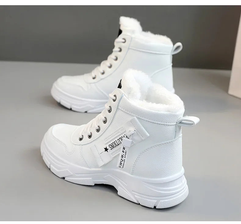 2025 New Winter Thick-soled Women Sneakers Warm Plus Velvet Cotton Shoes Large Size 42 Height-increasing Platform Women's Shoes
