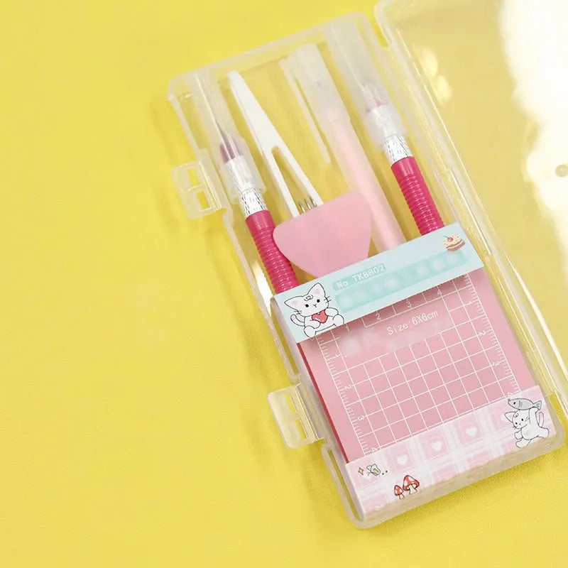 DIY Art Craft Tool Set with Cutting Mat & Sculpting Tools, Multi-Functional Creative Kit with Clear Storage Box for Handmade Pro