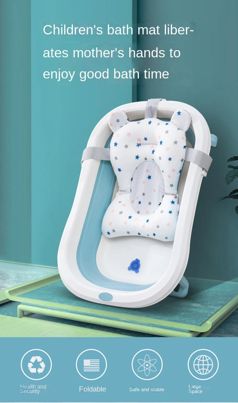 Baby Bathtub Pad Infant Ajustable Bath Support Seat Mat Cushion Newborn Comfortable Floating Security Water Pad Foldable