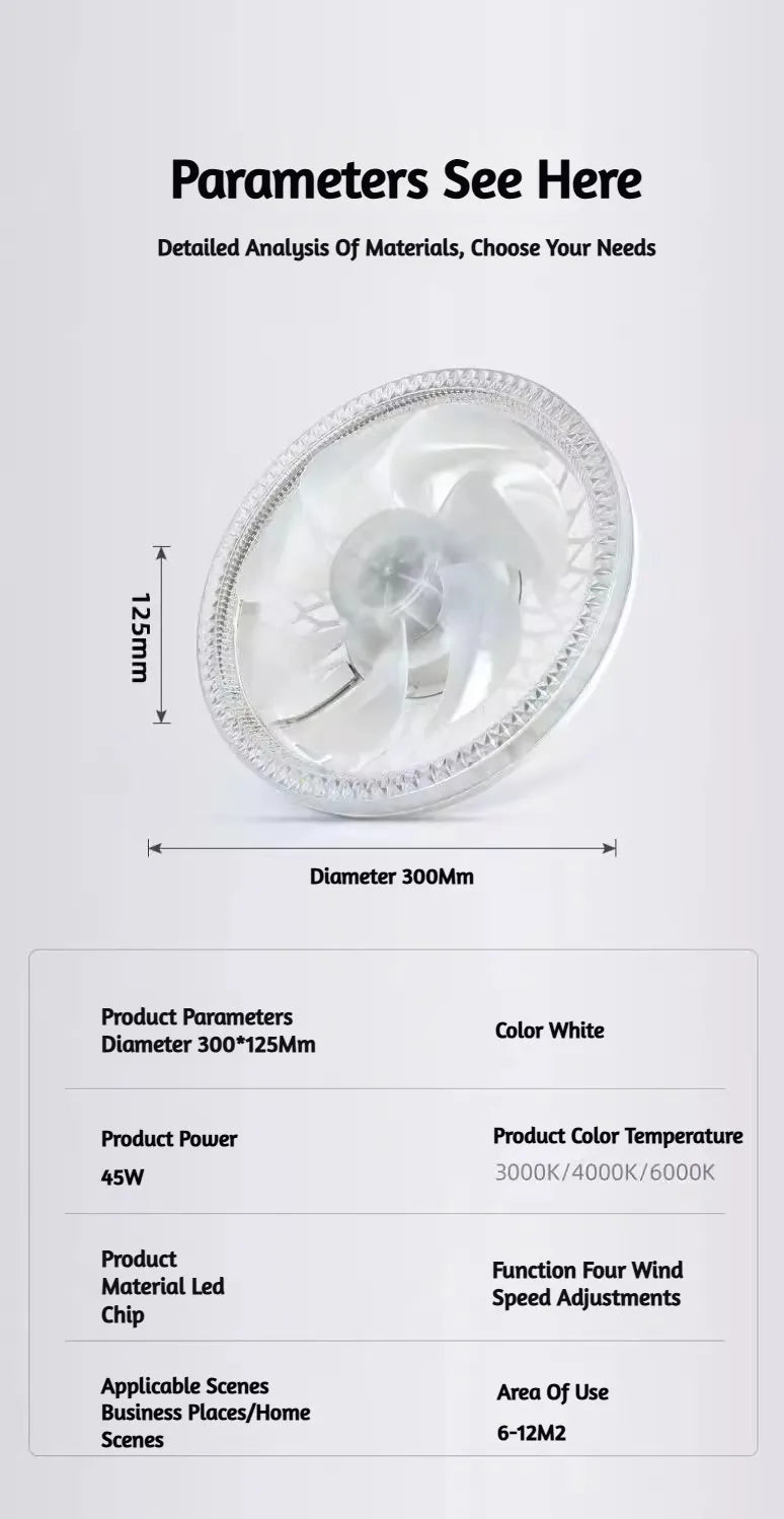 2-in-1 Ceiling Fan Light with Remote Control Screw Base LED Bulb Fan Lamp, Silent Adjustable Speed for Bedroom Living Room Home