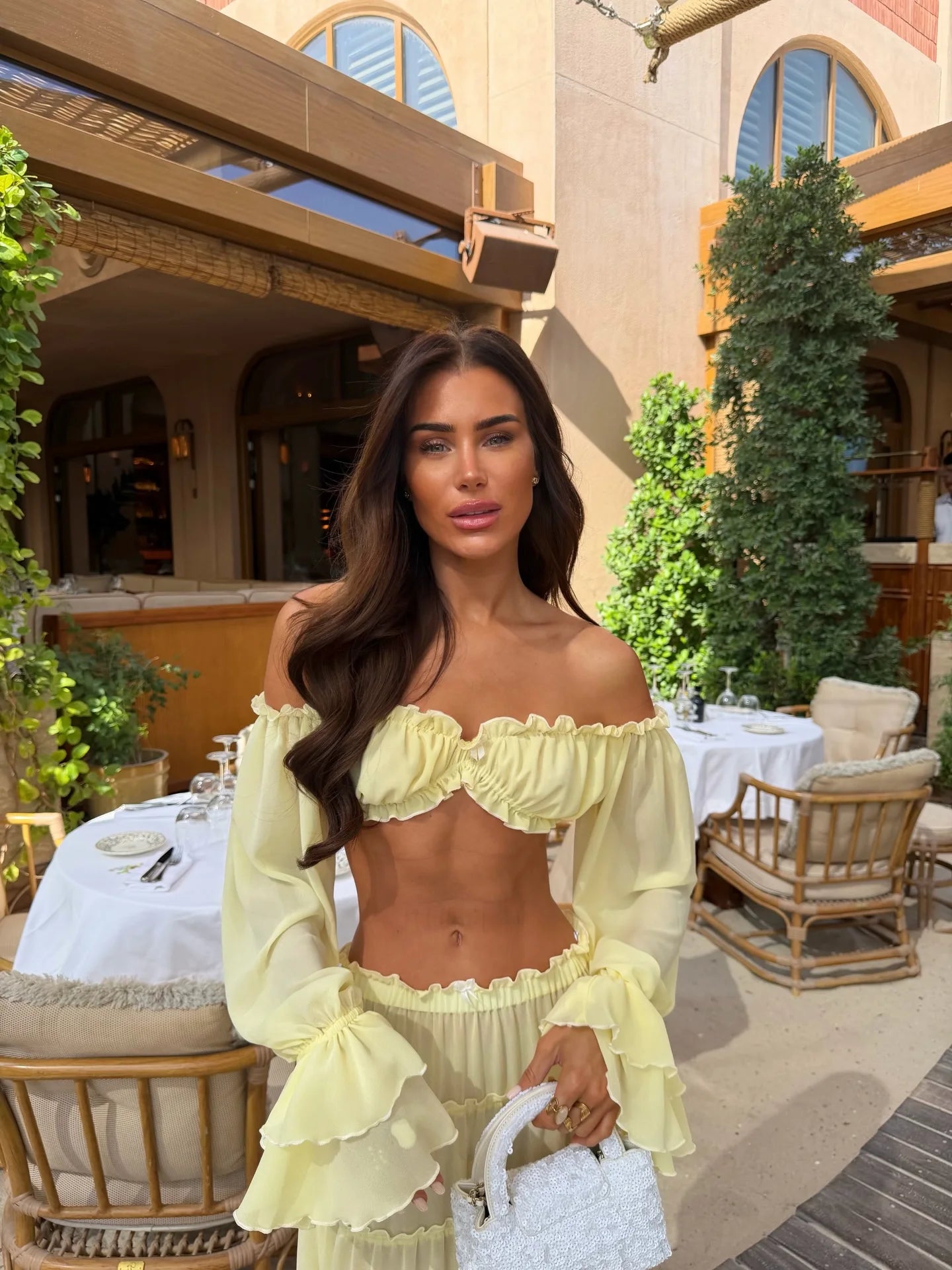 Ruffle Dress Bandage Two Piece Dress Long Sleeve Dresses Cover Up Women A Line Dress Summer Party Evening Female