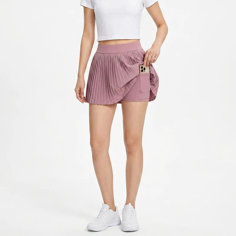 BIVIGAOS Summer Fashion High Waist Sport Short Skirt Women Youthful Cute Mini Skirt Safety Shorts Accordion Pleated Tennis Skirt