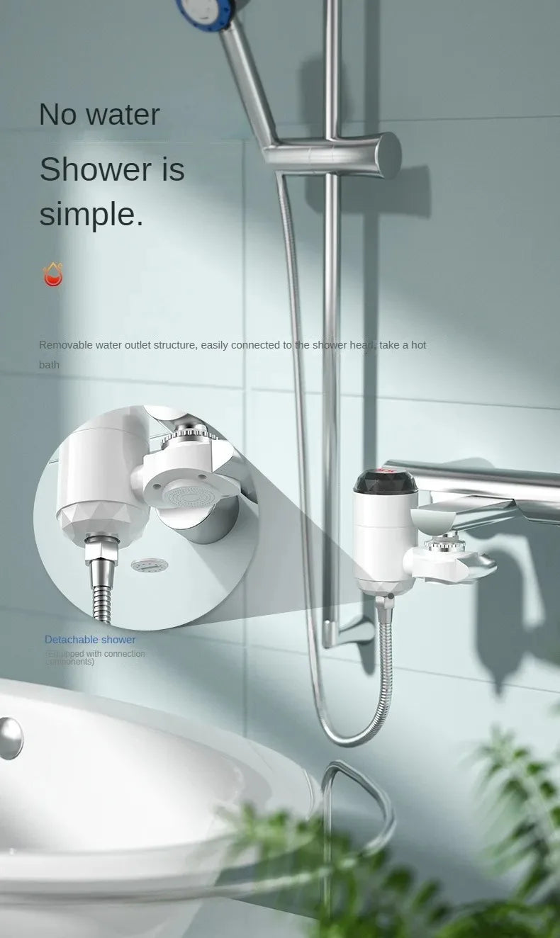 3000W Instant Hot Water Heater Faucet Tankless with Temperature Display and Hot Cold Tap for Kitchen Sink