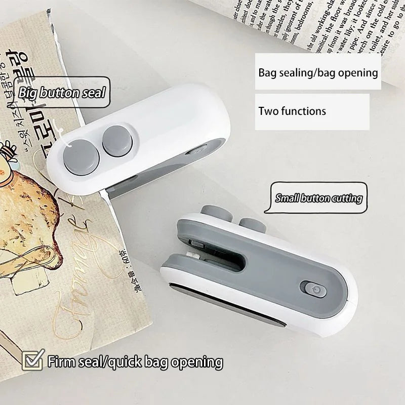 New Mini Bag Sealer Plastic Bag Sealing Machine 2 in 1 Heat Seal Rechargeable With Cutter For Plastic Bags / Snack Bags