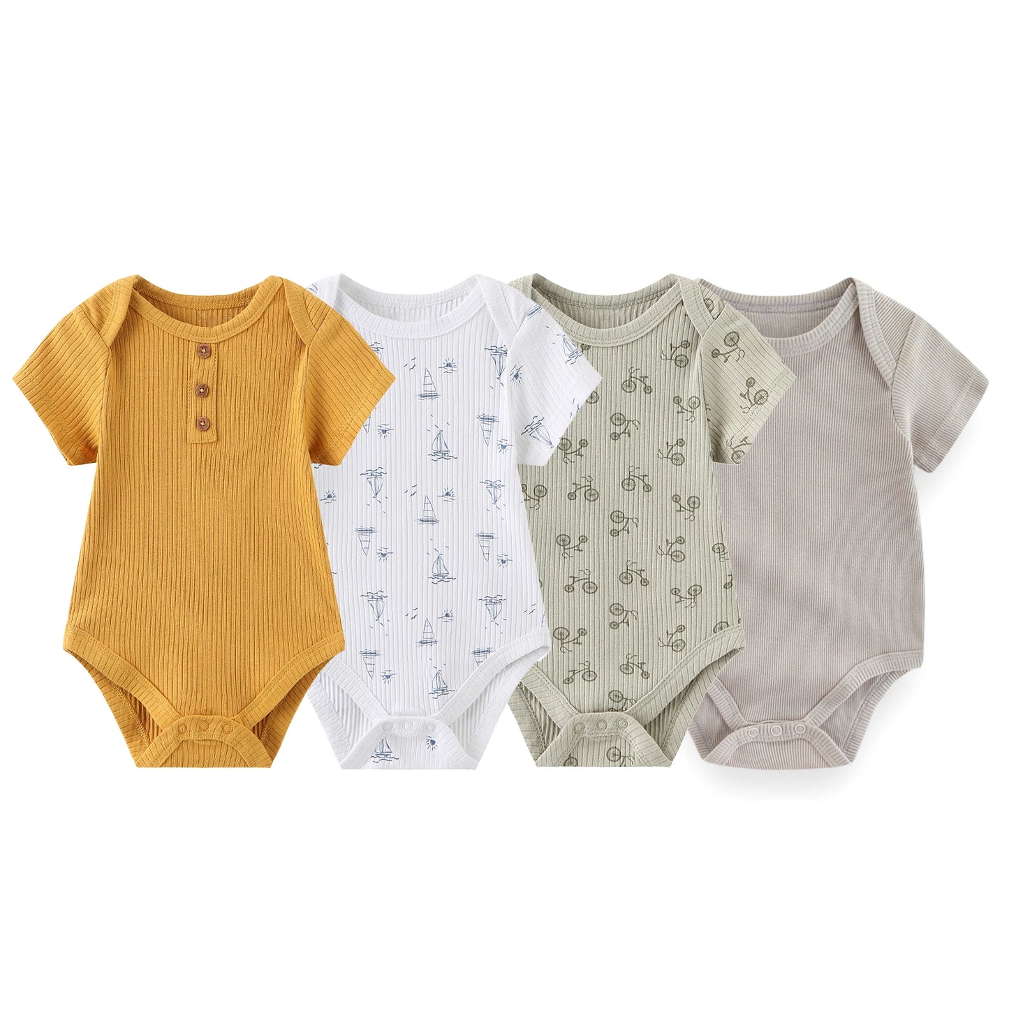 Kiddiezoom 4PCS/Lot Unisex Baby Boy Girl Bodysuits Short Sleeve Infant Onesies First Christmas Baby Clothes
