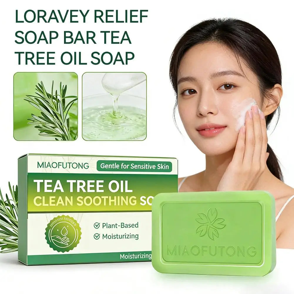 Tea Tree Soap for Face & Body Acne, 100g Tea Tree Oil Soap Bar for Face & Body Natural Skin Cleanser for Oily, Dry & Itchy Skin
