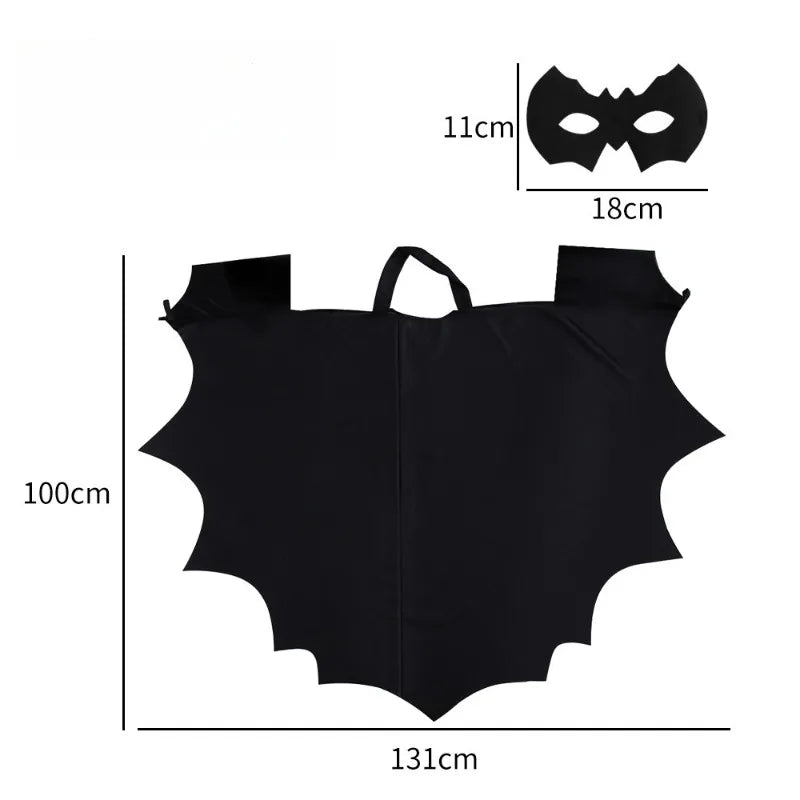 2025 New Cosplay Costumes Fashion Festival Play Halloween Bat Cape Kids Adult One-Piece Black Mask Halloween Play Costume