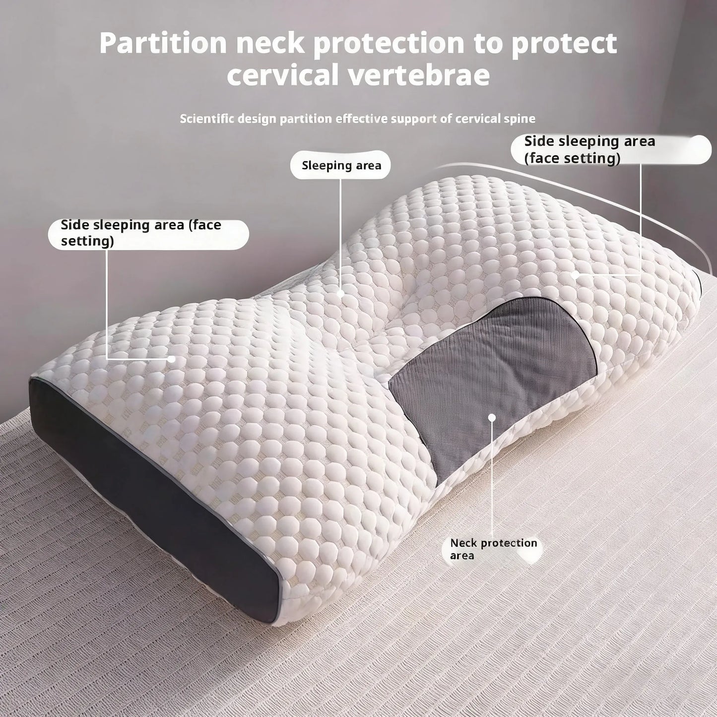 Knitted Cotton Pillow Core Ergonomic Cervical Support Sleep Aid Pillow For Adults Household Dormitory Students
