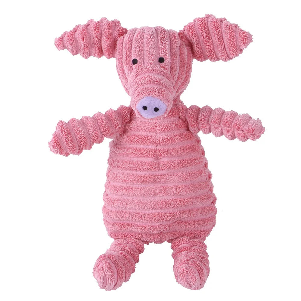 Plush Dog Toy Animals Shape Bite Resistant Squeaky Toys Corduroy Dog Toys for Small Large Dogs Puppy Pets Training Accessories