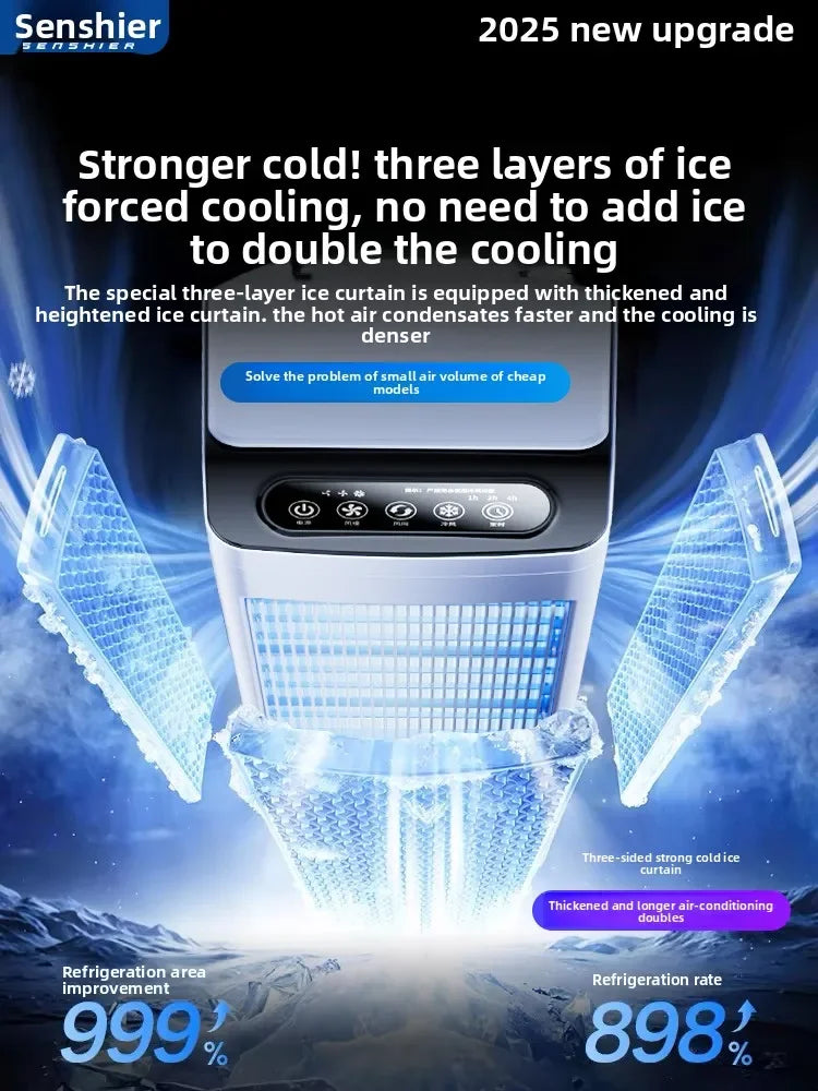 New Water Cooled Mobile Air Conditioner Fan Silent Mini Floor Cooling Fan for Home Bedroom