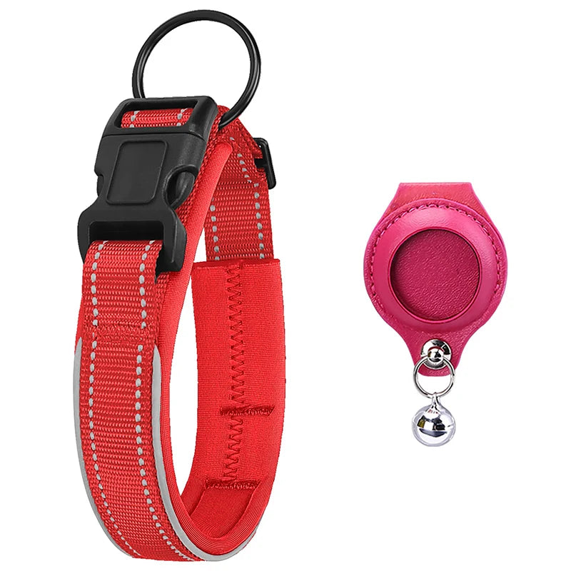 Airtag Dog Collar Adjustable Nylon Reflective Pet Collar For Small Medium Large Dog Durable Anti-lost Dog Necklace With Padded
