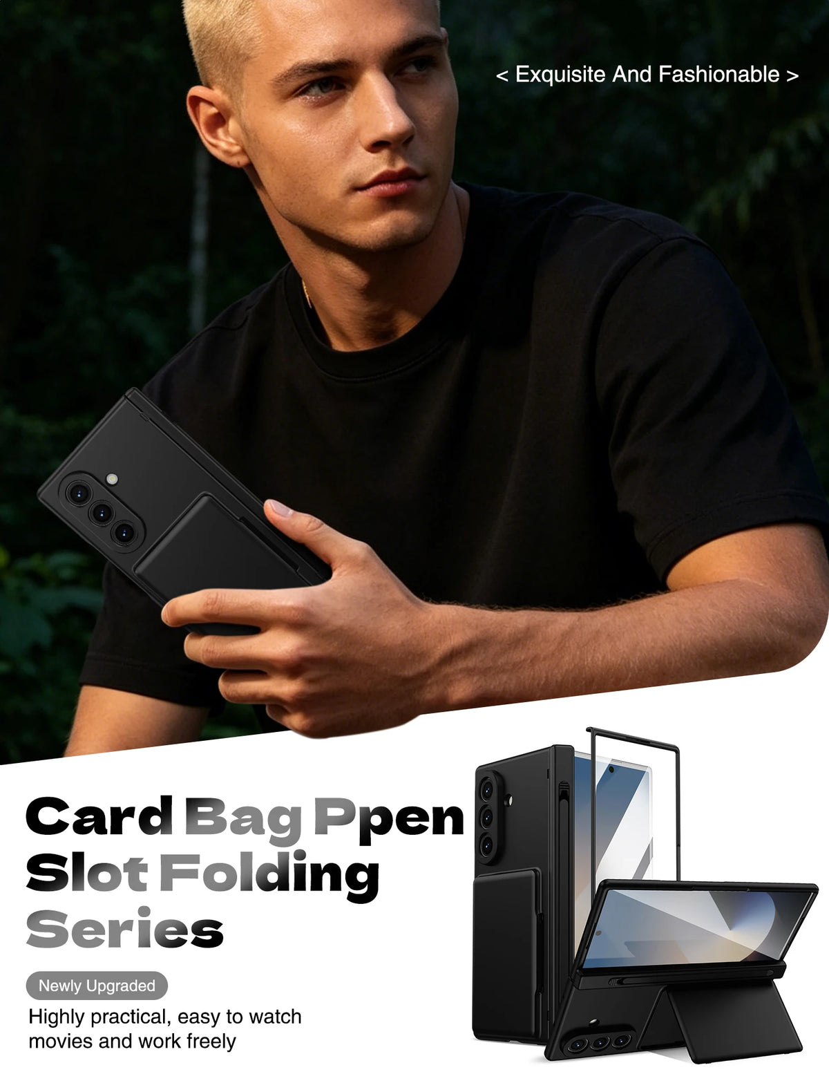 Case For Galaxy Z Fold 8 Ultra 7 6 Card Holder Wallet Kickstand Pen Slot Glass Screen Protector Hinge Shockproof Protective Case