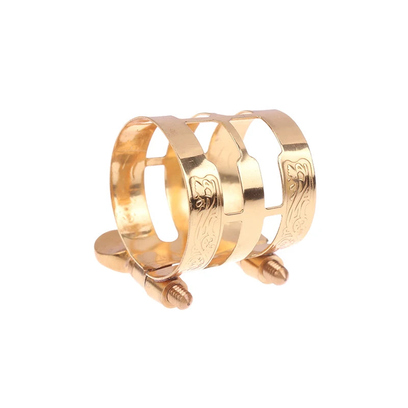 {QTG333} Double Screw Adjustment Saxophone Ligature Gold Color Copper Compact Durable For Alto Sax Saxophone Ligature Fastener