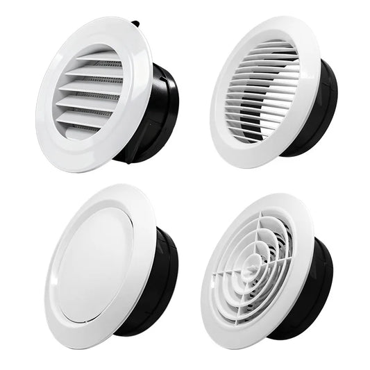 Various Shapes 75/100/125/150/200mm Round Ducting Ventilation Cover Air Vent Extract Valve Grille Adjustable Wall Vent Covers