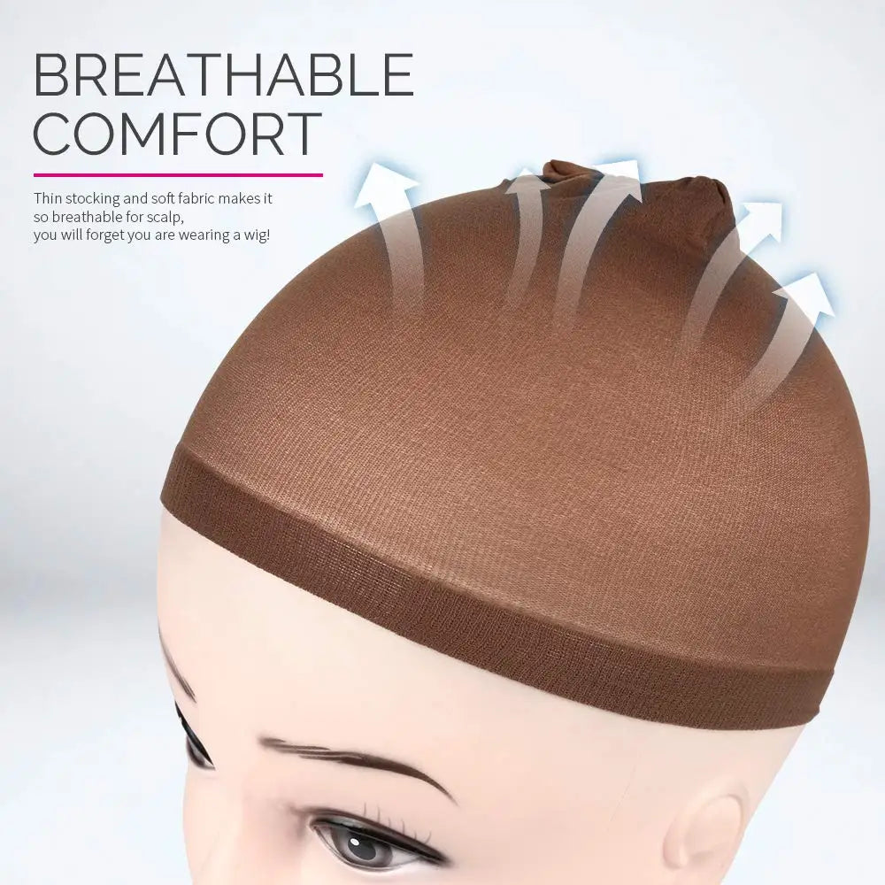 Reddish Brown Wig Cap Stocking Hair Caps for Lace Front Wig, Non Slip and Breathable Ultra-thin High Elastic Nylon Wig Caps