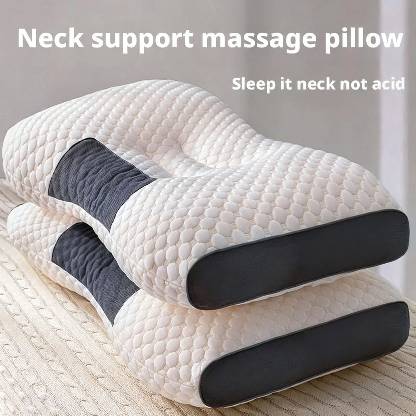 Knitted Cotton Pillow Core Ergonomic Cervical Support Sleep Aid Pillow For Adults Household Dormitory Students