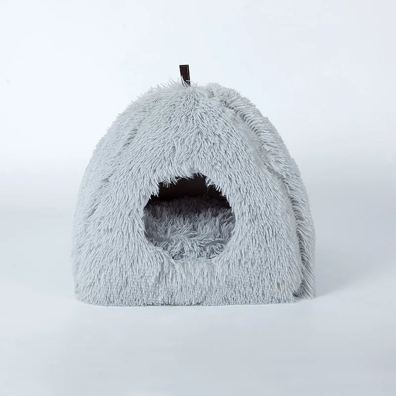 Enclosed Cat House - Winter Warm & Thickened Triangular Deep Sleep Pet Bed for Cats & Small Dogs | Cozy & Insulated Pet Shelter
