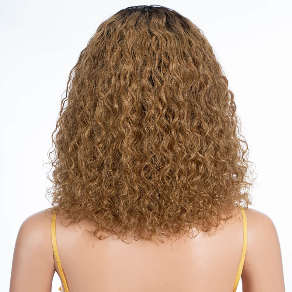 Lekker Blonde Long Pixie Afro Kinky Curly Bob 100% Human Hair Wigs For Women Brazilian Remy Hair Full Machine Made Clearance