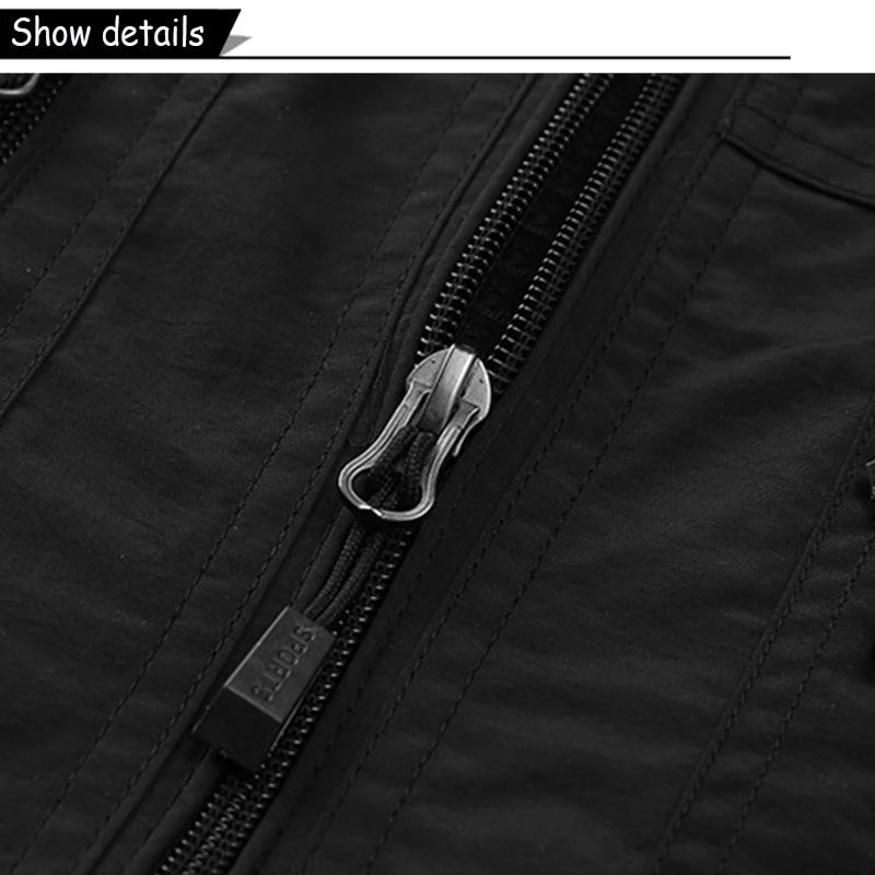 2026 Summer Men Sleeveless Cargo Leisure Work Lapel Vest Men Outdoor Solid Color Fishing Camping Thin Pocket Vest Male Waistcoat