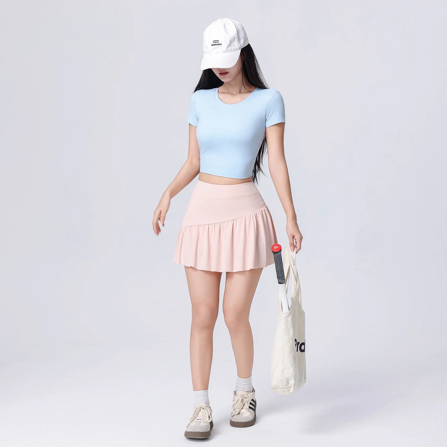Women High Waist Asymmetrical Tennis Skirt Built-in Shorts Quick Dry Breathable Workout Running Sports Mini Skort