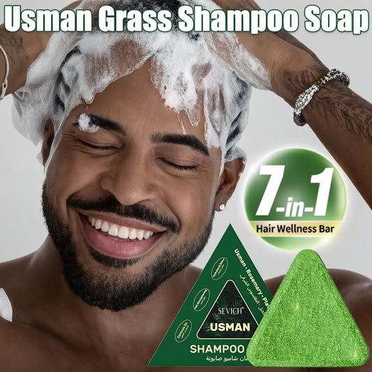 120g Usman Grass Soap Natural Herbal Hair loss treatment Strengthen Hair Roots Growth Shampoo Bar Solid Shampoo Bar Hair Care